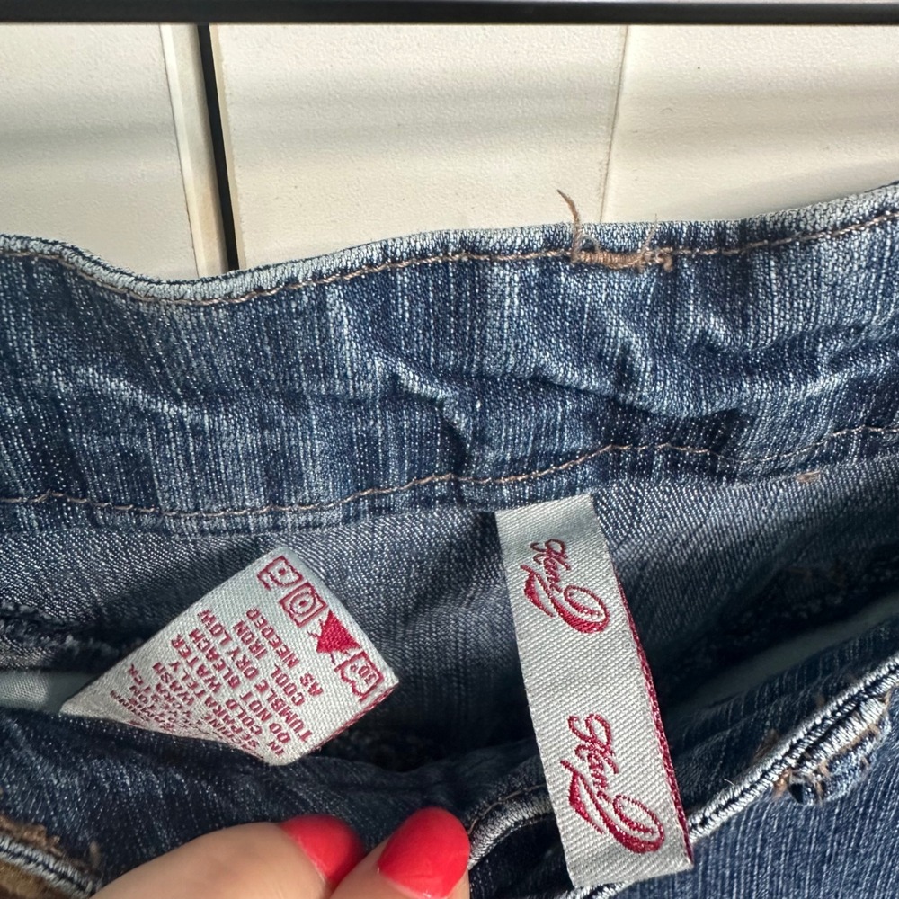 Vintage Y2K Karl Kani Flare Jeans Womens 28 Blue Knee Pocket Utility Streetwear - Picture 7 of 16